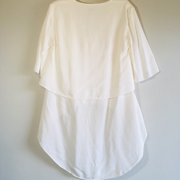 Zara Tiered Top High Low Tunic Oversized Top White - Picture 6 of 8